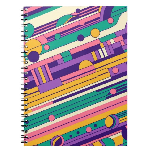 Coole, farbenfrohe Retro-Design der 80er/90er Notizblock (Vorderseite)