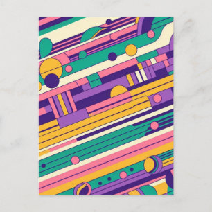 Coole, farbenfrohe Retro-Design der 80er/90er Postkarte