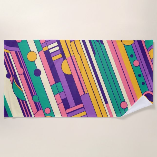 Coole, farbenfrohe Retro-Design der 80er/90er Strandtuch (Vorderseite)