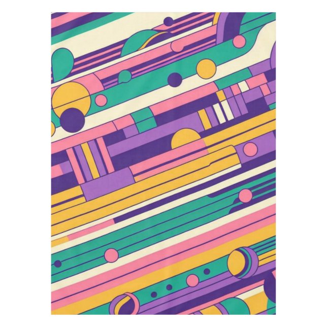 Coole, farbenfrohe Retro-Design der 80er/90er Tischdecke (Vorderseite)