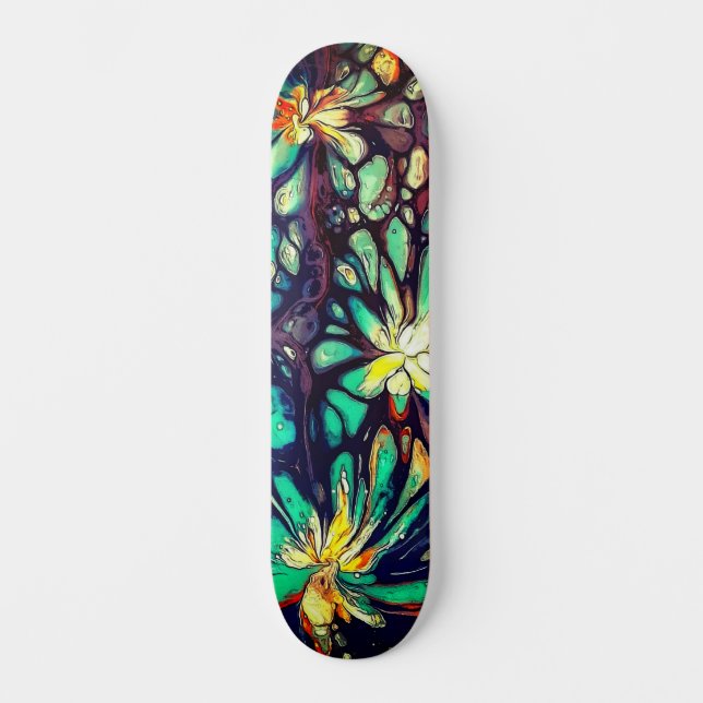 Coole Farbenfrohe Stadtstraße Kunst Inspiriert Skateboard (Vorderseite)
