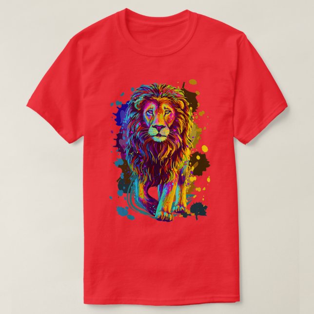 Coole Farbenfrohe Wild Lion Stilvolle Lion Grafik  T-Shirt (Design vorne)