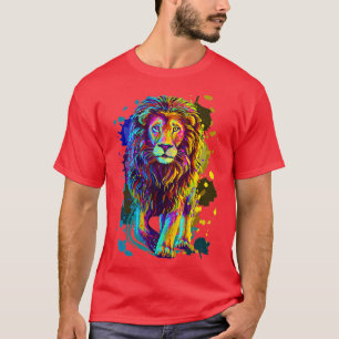 Coole Farbenfrohe Wild Lion Stilvolle Lion Grafik  T-Shirt