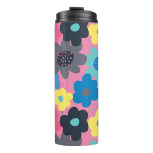 Coole Farbige Abstrakte 60er Hippie Floral Muster Thermosbecher