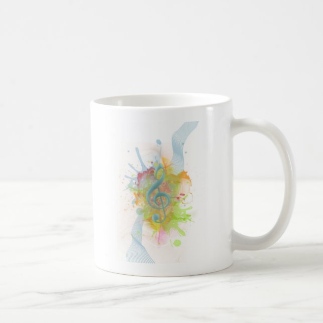 Coole farbige Aquarellfarben Spritzer Musiknoten Tasse (Rechts)