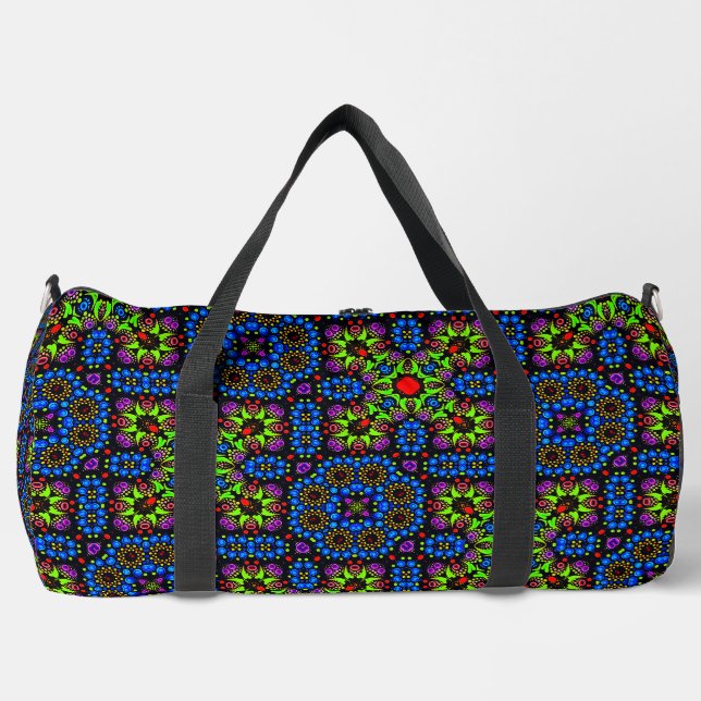 Coole Farbige Funky Abstrakt Dot Art Muster Duffle Bag (Vorderseite)