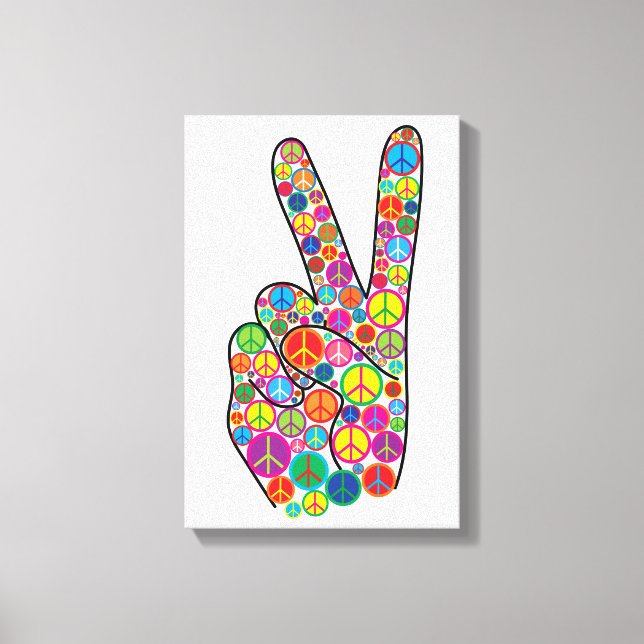 Coole Farbige Groovy Peace Signs Leinwanddruck (Vorderseite)