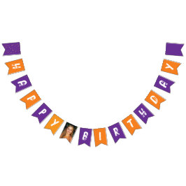 Coole Farbige Lila Orange Foto Pinseltypografie Wimpelkette