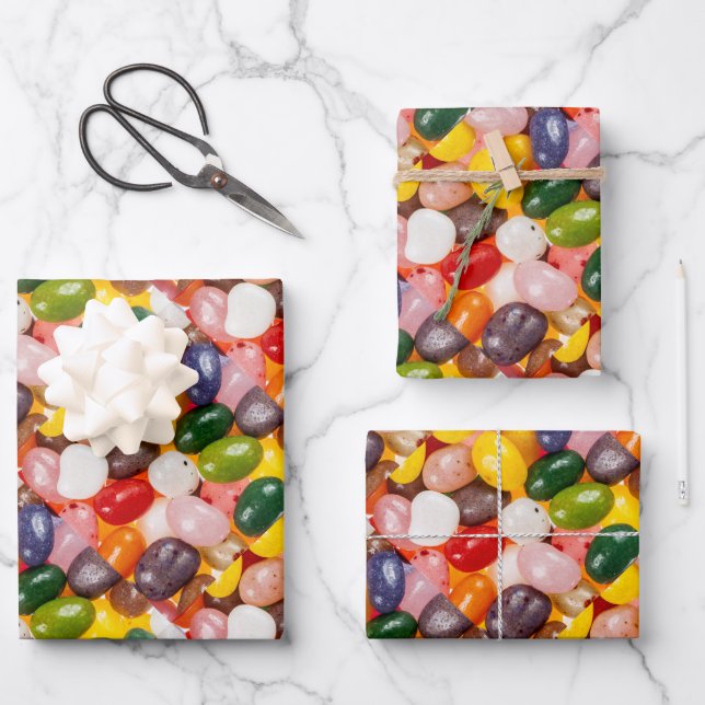Coole, farbige Osterbohnen Geschenkpapier Set (Vorderseite)