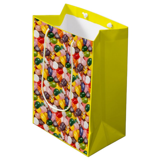 Coole, farbige Osterbohnen Mittlere Geschenktüte (Vorderseite Schrägansicht)