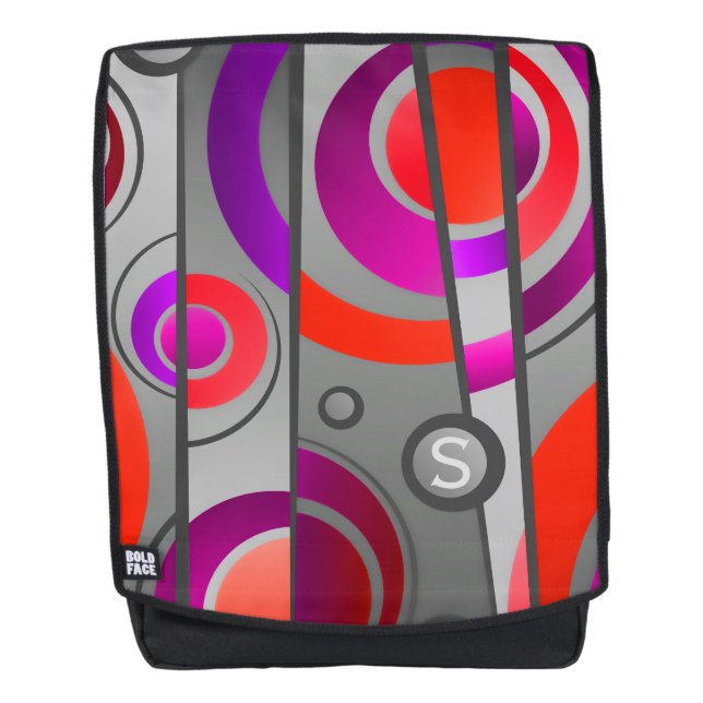 Coole Farbige Pop Art Geometrie mit Monogramm Rucksack (Vorderseite)