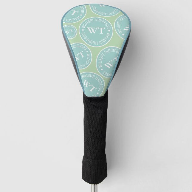 Coole Farbnamen: Monogramm-Muster wiederholt Golf Headcover (Vorderseite)