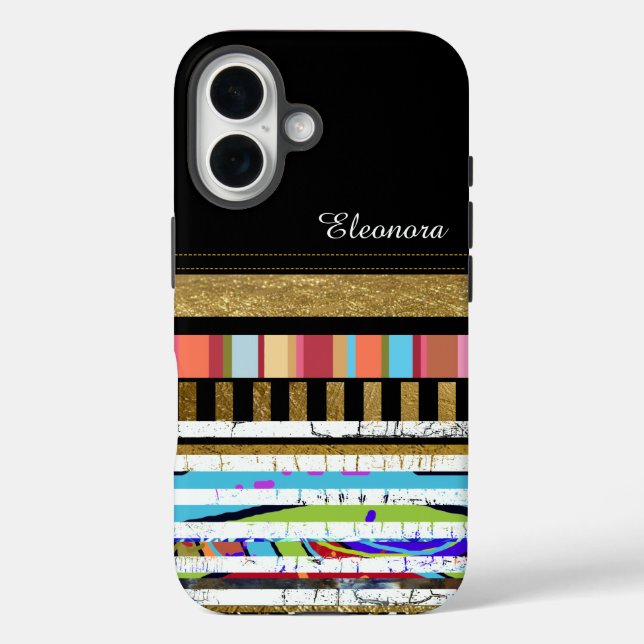 Coole Farbstreifen mit eigenem Namen Case-Mate iPhone Hülle (Rückseite)