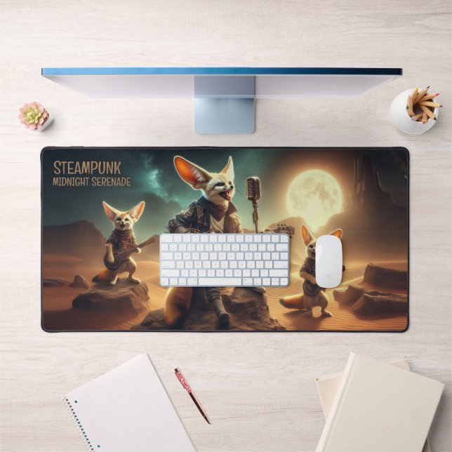 Coole Fennec Foxes Rock Acoustic Guitars in der Wü Schreibtischunterlage (Büro 1)