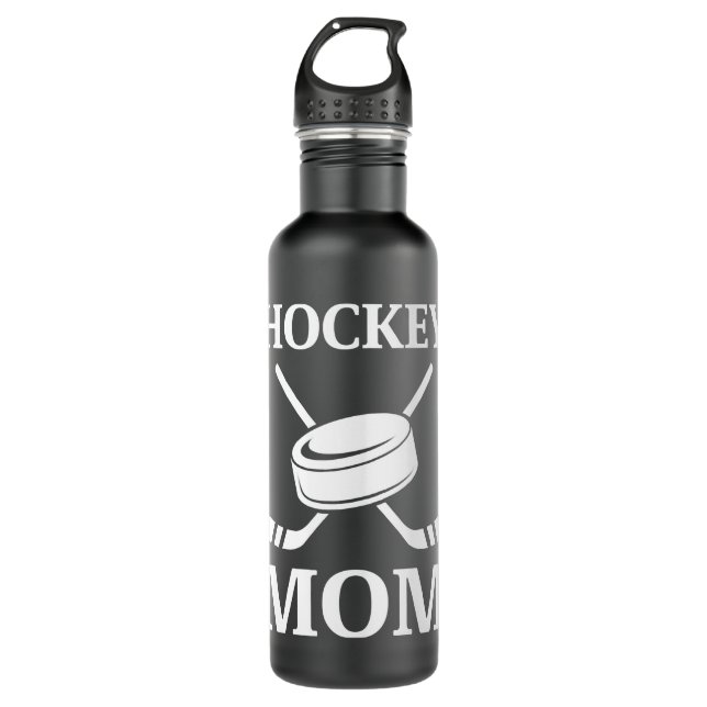 Coole, fette Hockey-Mama-Logo-   GeschenkeWeiß auf Edelstahlflasche (Vorderseite)