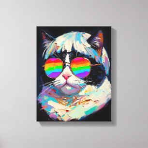 Coole fette Katze (Gemälde #1 / Schwarz) Leinwanddruck
