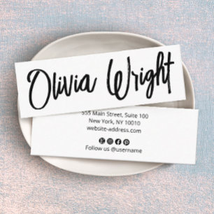 Coole fette Signatur Skripttypografie Moderne Weiß Mini Visitenkarte