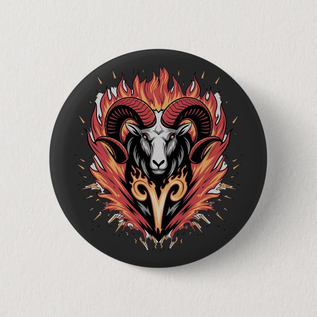 Coole Feuerränder Zodiac Astology Design Button (Vorderseite)