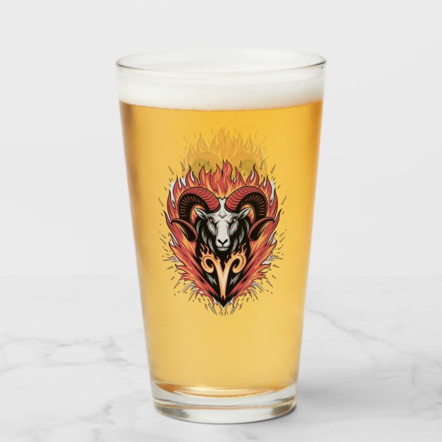 Coole Feuerränder Zodiac Astology Design Glas (Vorne (Gefüllt))