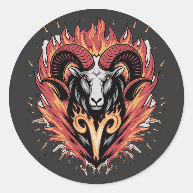 Coole Feuerränder Zodiac Astology Design Runder Aufkleber (Vorderseite)