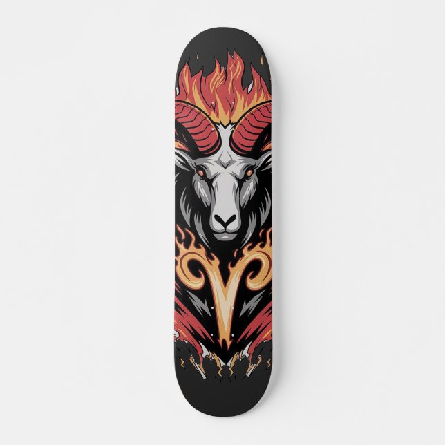 Coole Feuerränder Zodiac Astology Design Skateboard (Vorne)
