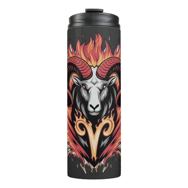Coole Feuerränder Zodiac Astology Design Thermosbecher (Vorderseite)