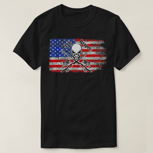 Coole Fische fürchten mich Schädel amerikanische F T-Shirt (Design vorne)
