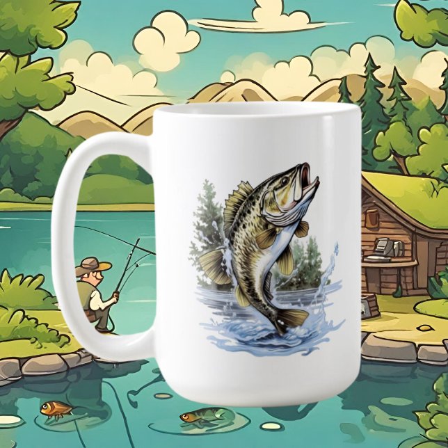 Coole Fischereiliebhaber fügen Monogramm hinzu Kaffeetasse (Von Creator hochgeladen)