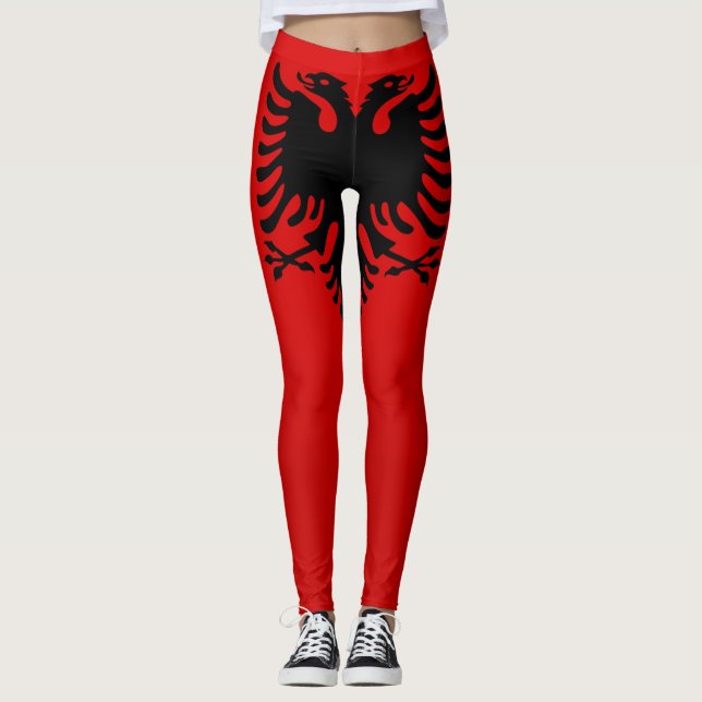 Coole Flagge Albaniens Leggings (Vorderseite)