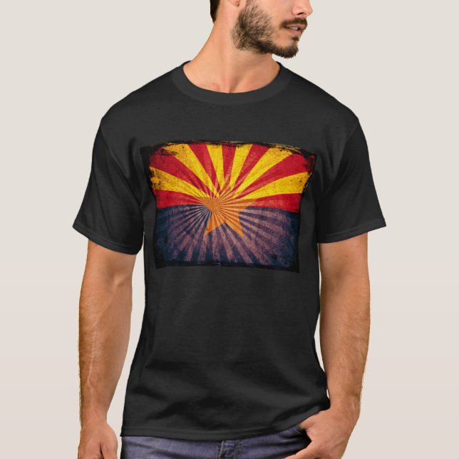 Coole Flagge Grunge Arizona T-Shirt (Vorderseite)