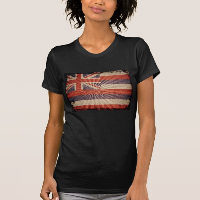 Coole Flagge Grunge Hawaii T-Shirt (Vorderseite)
