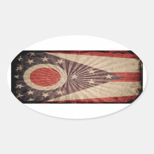 Coole Flagge Grunge Ohio Ovaler Aufkleber