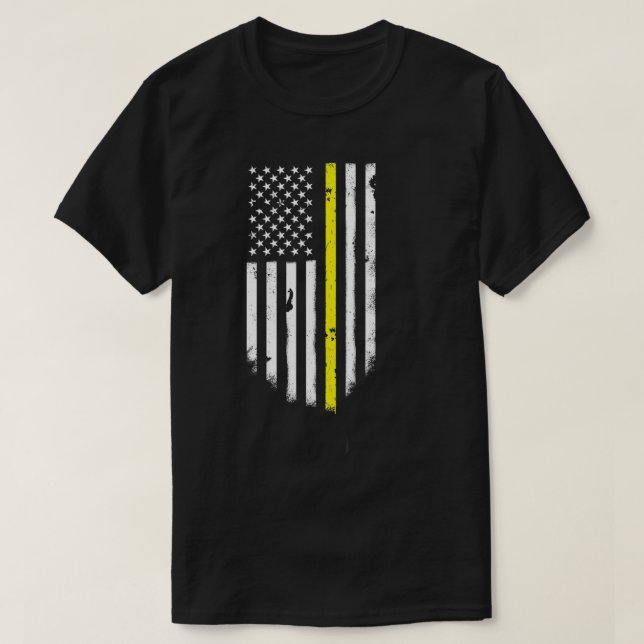 Coole Flaggen der dünnen gelben Linie, amerikanisc T-Shirt (Design vorne)