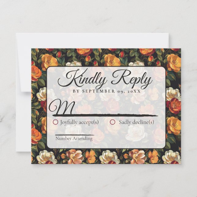 Coole florale Rustikale Rose Hochzeitkarte Rsvp Karte (Vorderseite)