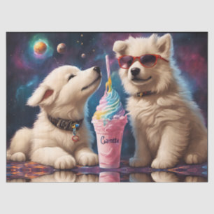 Coole Fluffy Welpen-Planeten Milchshake Seidenpapier