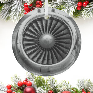 Coole Flugzeugmotor-Foto, Weihnachten Luftfahrt  Ornament Aus Glas