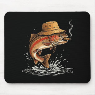 Coole Forellenfisch rauchende Outdoor-Angler Humor Mousepad