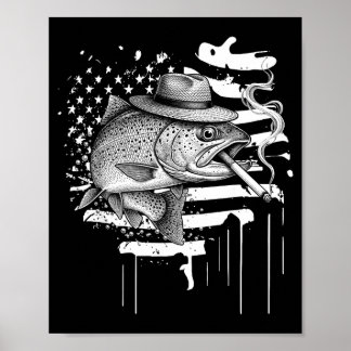 Coole Forellenfisch rauchende Outdoor-Angler Humor Poster