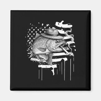 Coole Forellenfisch rauchender Outdoor-Angler Humo Magnet