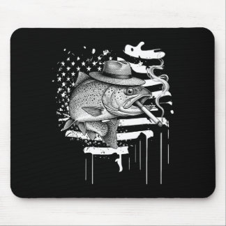 Coole Forellenfisch rauchender Outdoor-Angler Humo Mousepad