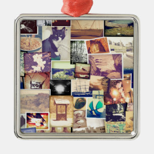 Coole Foto-Filter-Hipster-Collage Silbernes Ornament