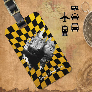 Coole Foto Gepäckmarke, Personalisiert, Schwarz/Go Gepäckanhänger