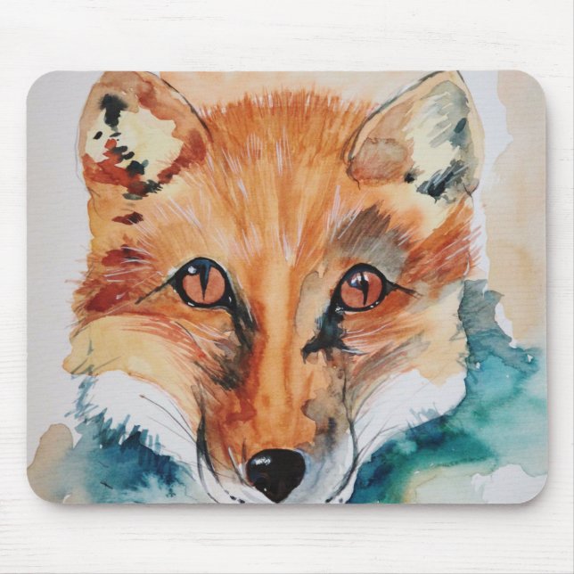 Coole Fox-Aquarellbilder Mousepad (Vorne)