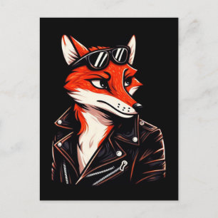 Coole Fox - Vintages Tier Postkarte