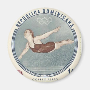 Coole Frau Schwimmerin springt ins Wasser Stempel Magnet