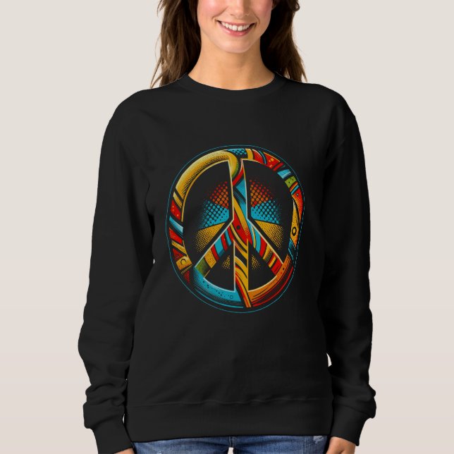 Coole Friedenszeichen Symbol Pop Art Style Männer  Sweatshirt (Vorderseite)