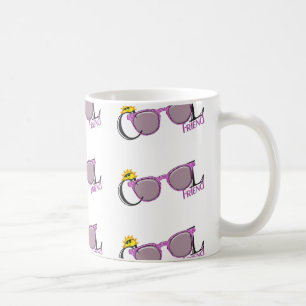 Coole Friend-Sonne und Sonnenbrille auf Weiß Tasse