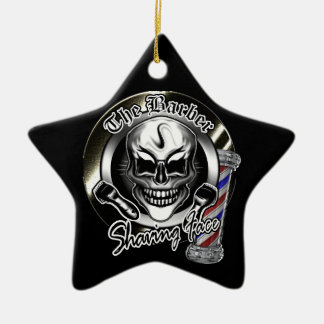 Coole Friseur-Schädel-Weihnachtsverzierung Keramikornament