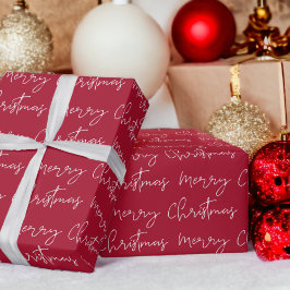 Coole Frohe Weihnachtsschrift Schriftart weiß rot Geschenkpapier