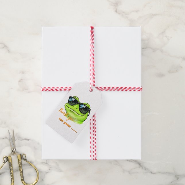 Coole Frosch-Sonnenbrille  Geschenkanhänger (Mit Garn)